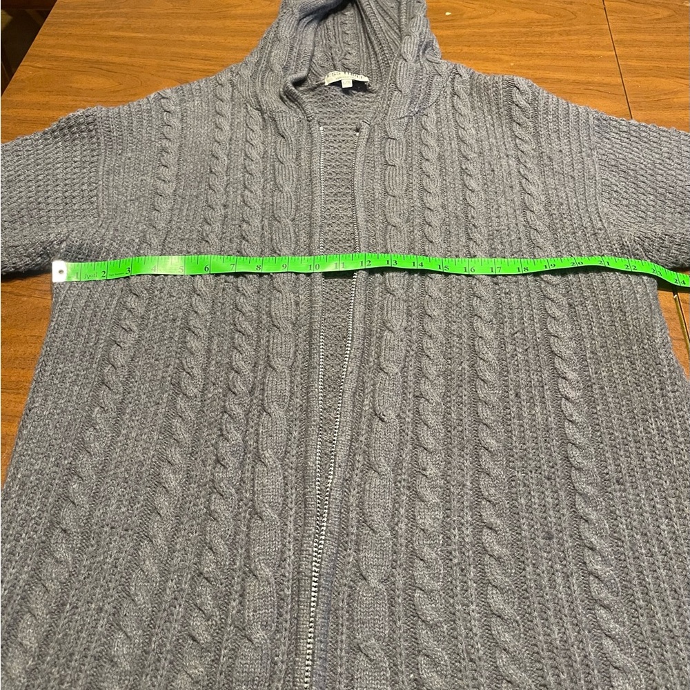 Zip Gray Cable Knit Women's Hooded Sweater Wool/ Acrylic